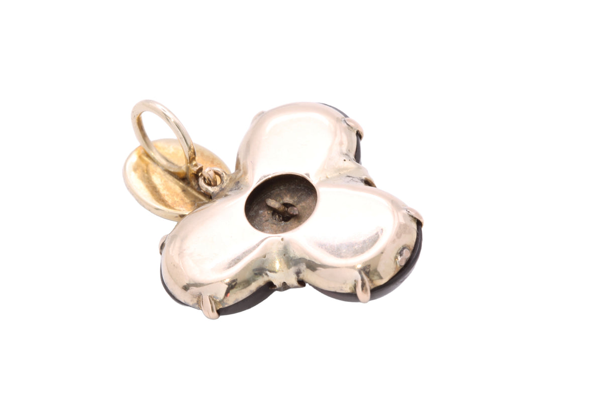 Antique Victorian 9ct Gold Garnet Flower Pendant with Diamond Fly c.1860 — view 8