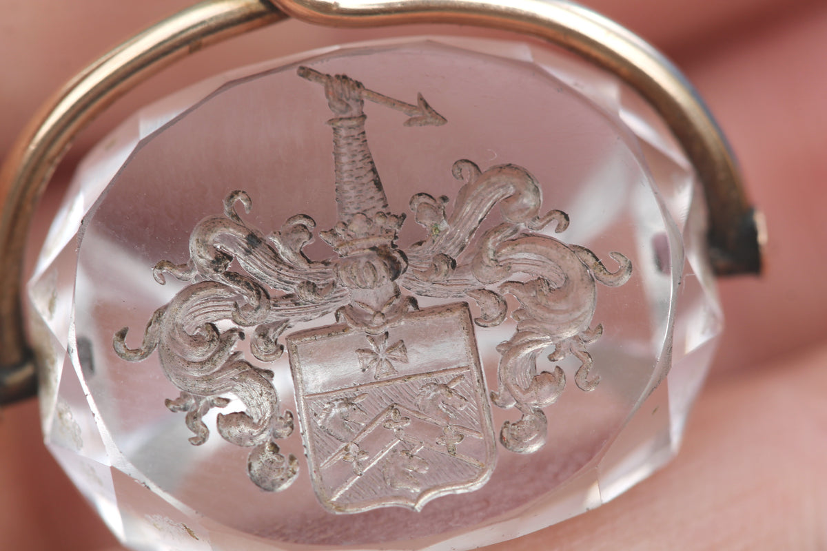 Antique Victorian 9ct Gold Rock Crystal Intaglio Spinner Fob c.1880 — view 8