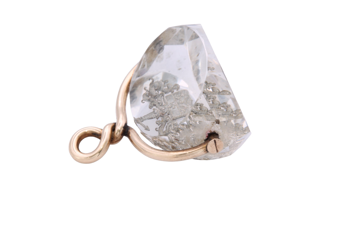 Antique Victorian 9ct Gold Rock Crystal Intaglio Spinner Fob c.1880 — view 14