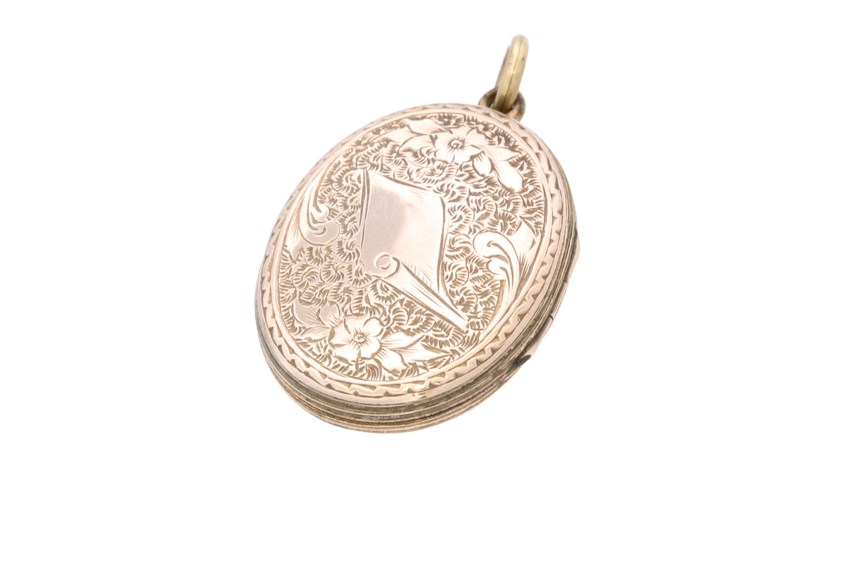 Antique Victorian 9ct Gold Back & Front Enamel Floral Locket c.1880 — view 9
