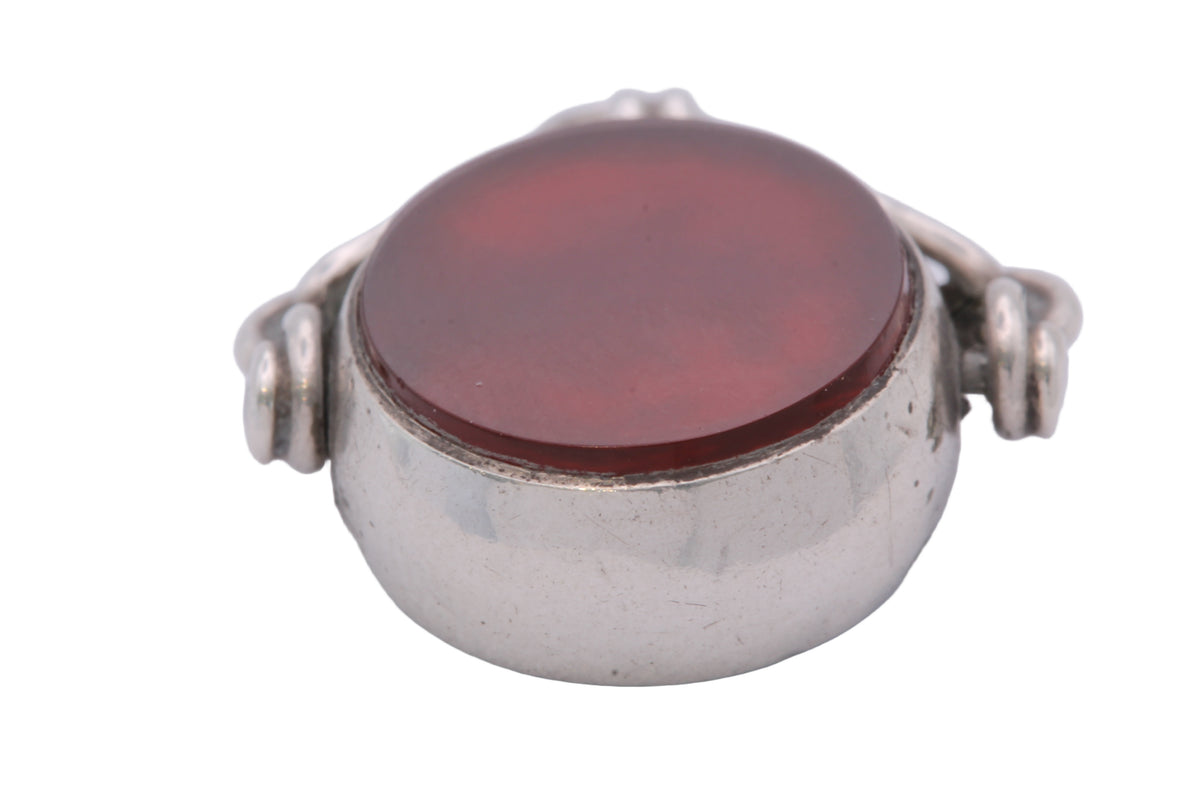 Antique Sterling Silver Bloodstone & Carnelian Spinner Fob 1900 — view 12