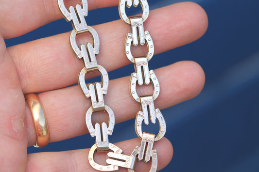 Antique 9ct rose rolled gold horseshoe link bracelet