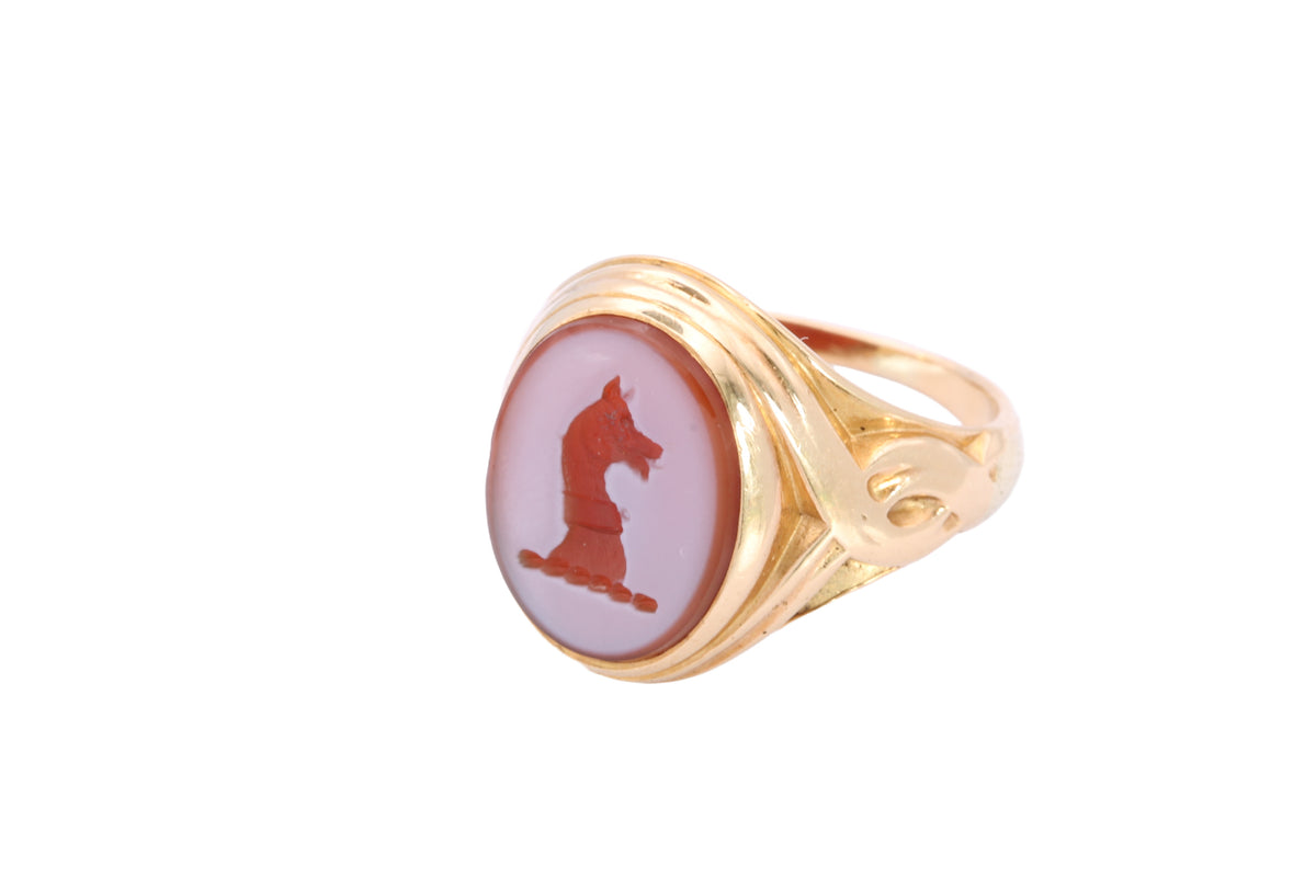 Antique Victorian 14ct Gold Sardonyx Dog Intaglio Signet Ring c.1890 — view 15