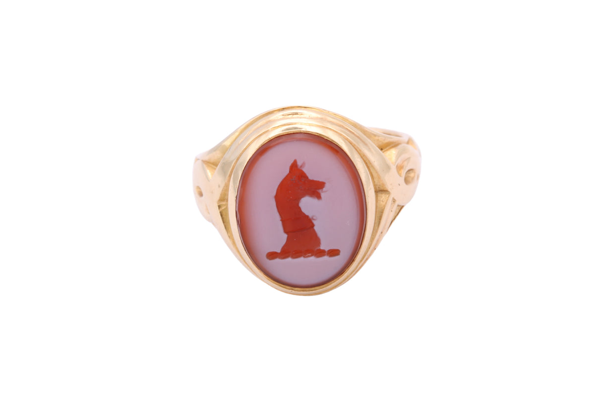 Antique Victorian 14ct Gold Sardonyx Dog Intaglio Signet Ring c.1890 — view 7
