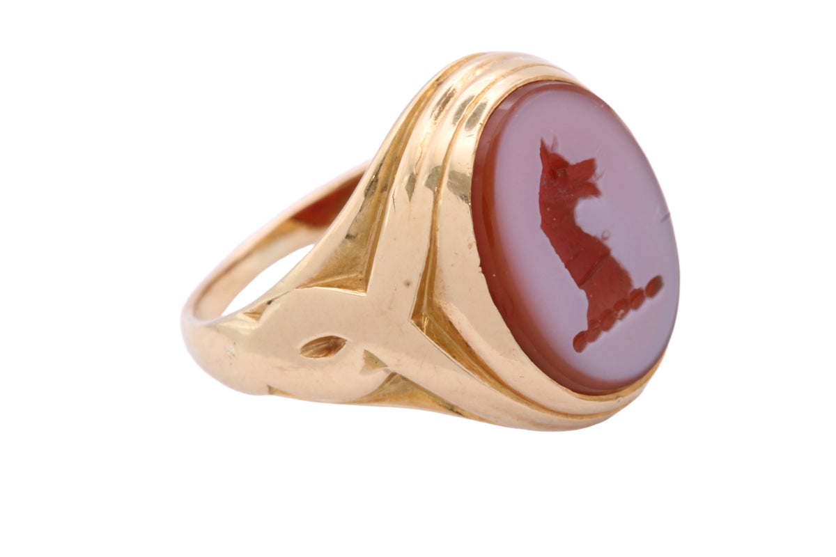 Antique Victorian 14ct Gold Sardonyx Dog Intaglio Signet Ring c.1890 — view 5