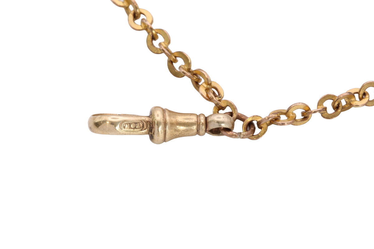 Antique Victorian 9ct Rolled Gold Pierced Tab & Rolo Long Guard Chain c.1890 — view 17