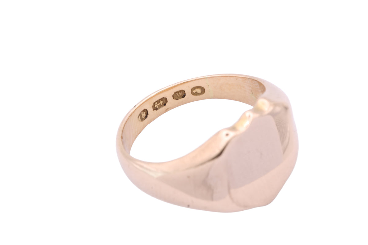 Victorian 18ct gold shield signet ring worn on the finger