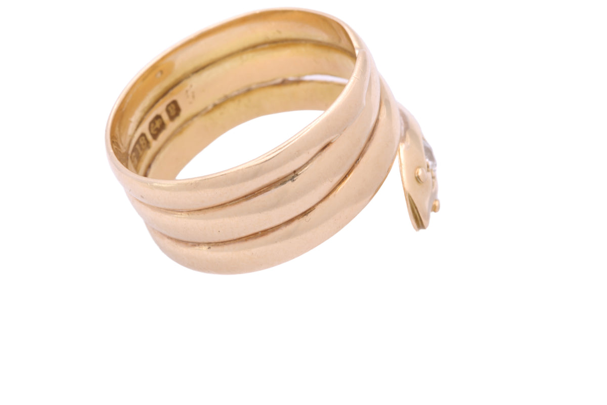 Antique Victorian 18ct Gold Diamond Snake Ring 1898 | 10.15g — view 19