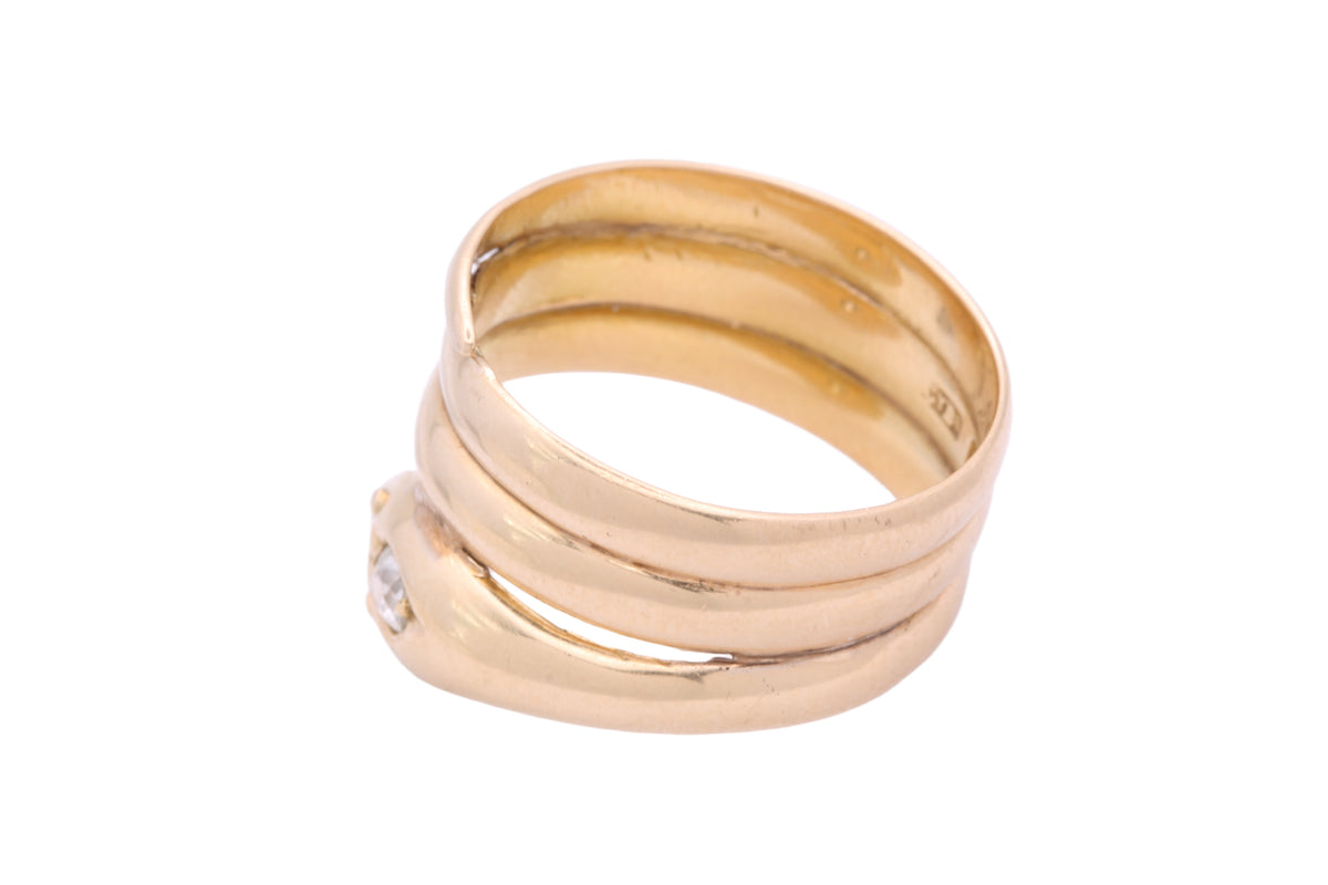 Antique Victorian 18ct Gold Diamond Snake Ring 1898 | 10.15g — view 20