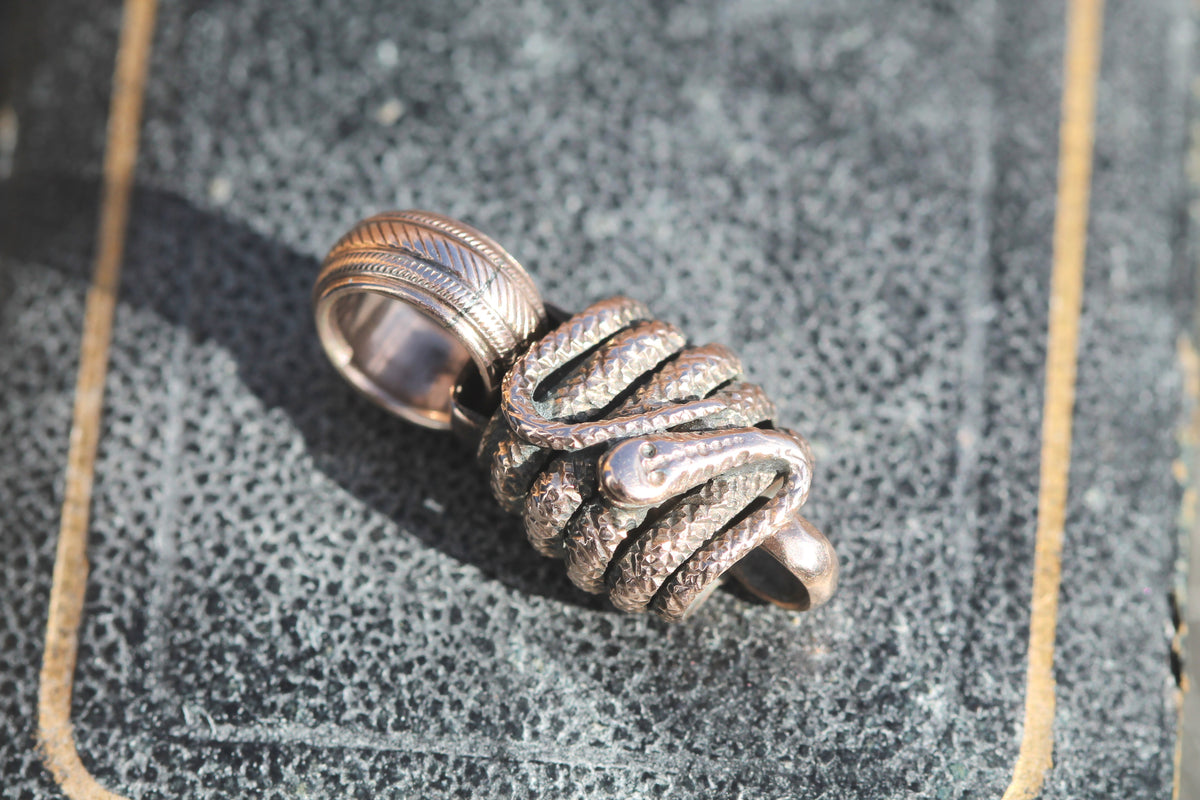 Antique Victorian 9ct Gold Snake Connector Pendant | c.1880 — view 8
