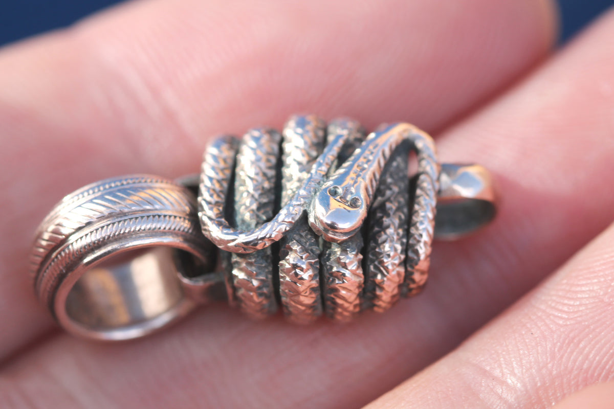 Antique Victorian 9ct Gold Snake Connector Pendant | c.1880 — view 5