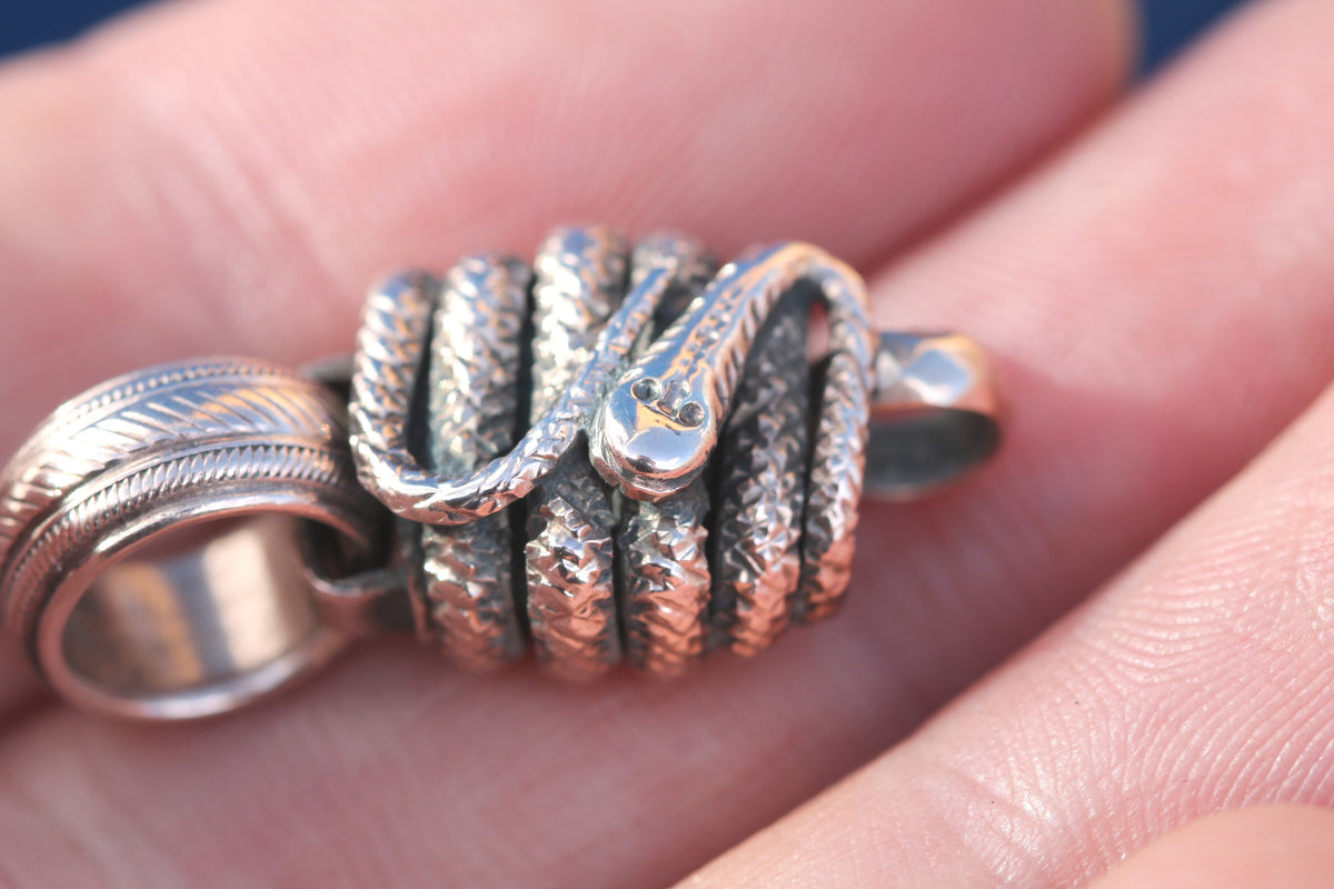 Antique Victorian 9ct Gold Snake Connector Pendant | c.1880 — view 10