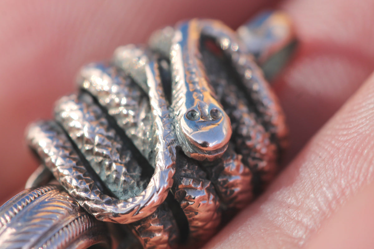 Antique Victorian 9ct Gold Snake Connector Pendant | c.1880 — view 6
