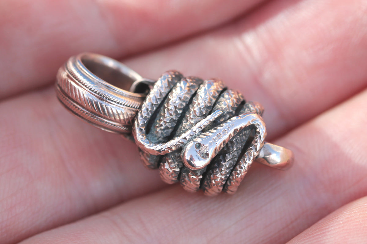 Antique Victorian 9ct Gold Snake Connector Pendant | c.1880 — view 13