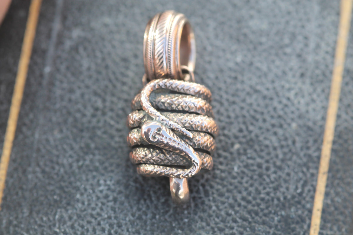 Antique Victorian 9ct Gold Snake Connector Pendant | c.1880 — view 7