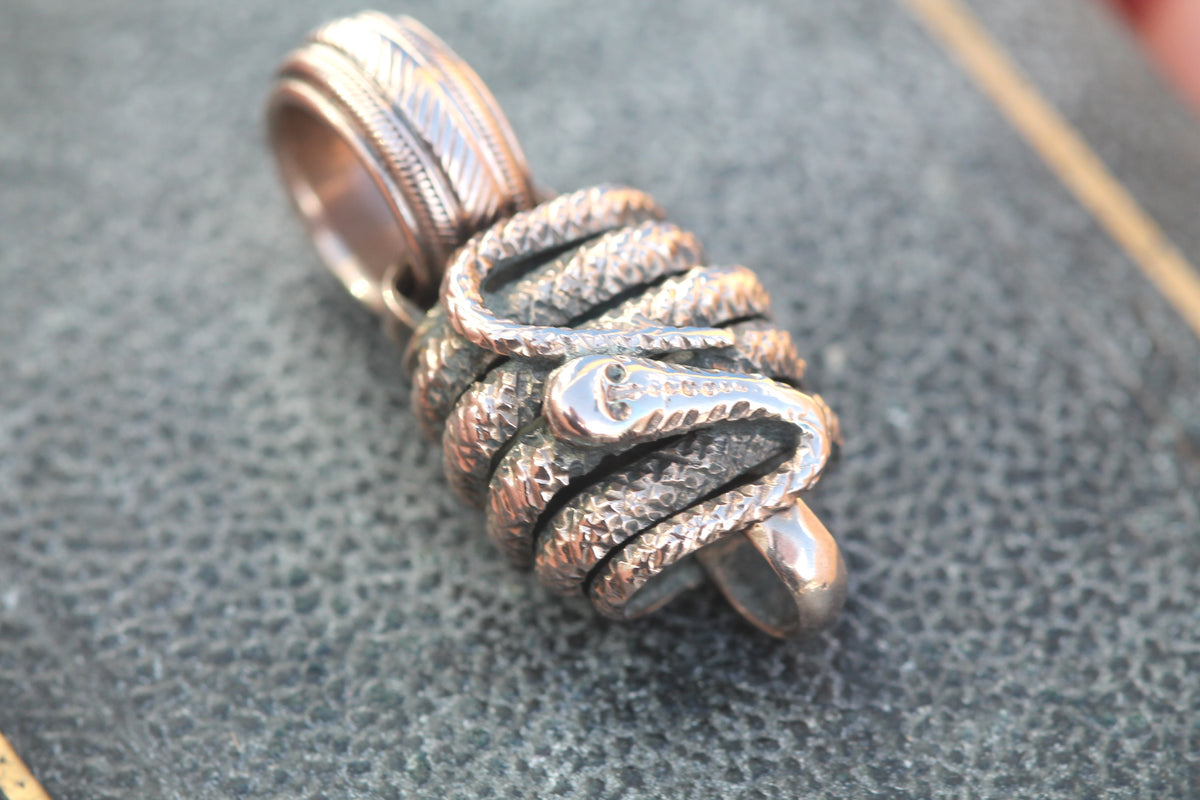 Antique Victorian 9ct Gold Snake Connector Pendant | c.1880 — view 14