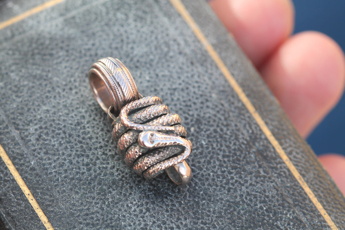 Antique Victorian 9ct Gold Snake Connector Pendant | c.1880 — view 15