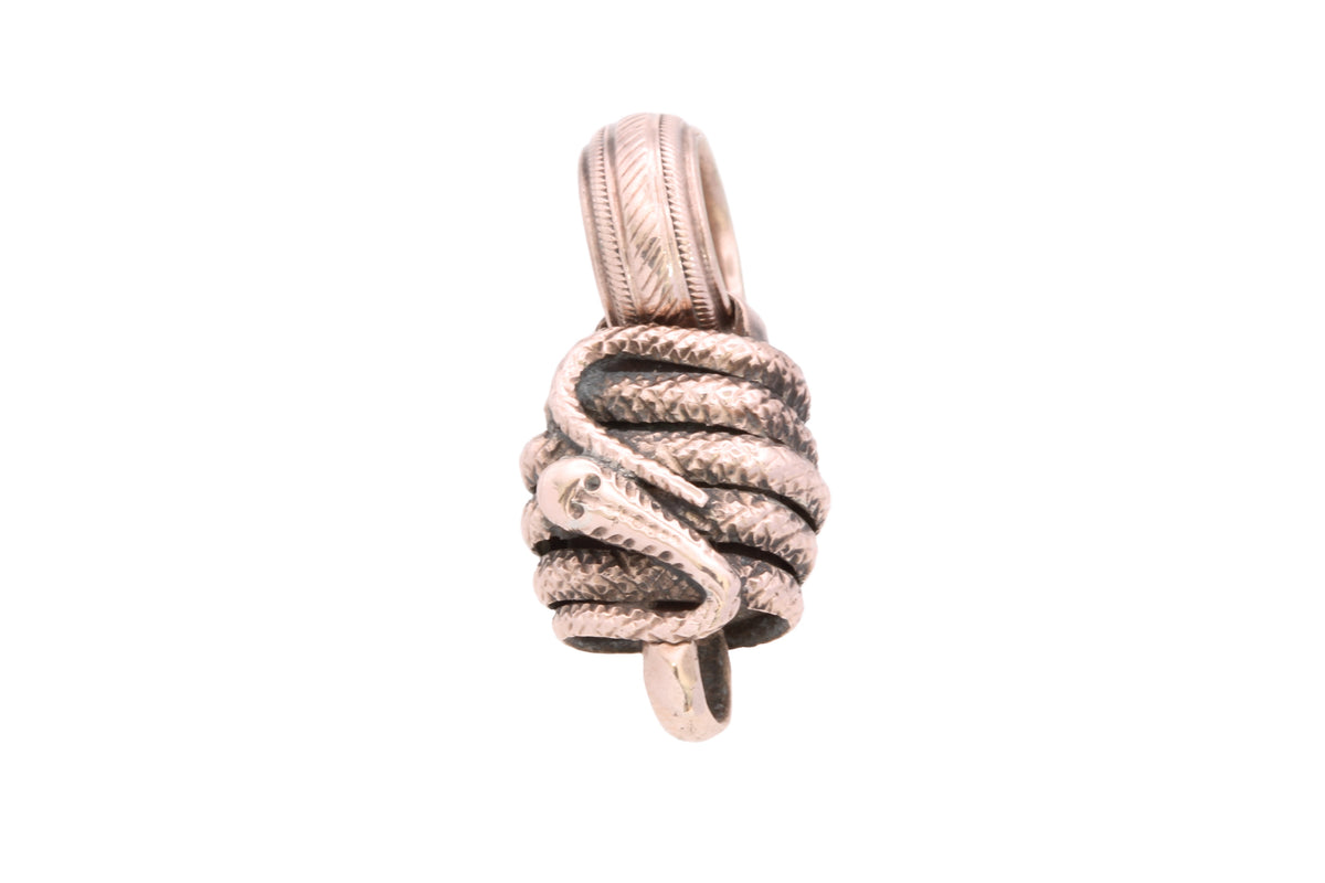 Antique Victorian 9ct gold snake connector pendant with textured body