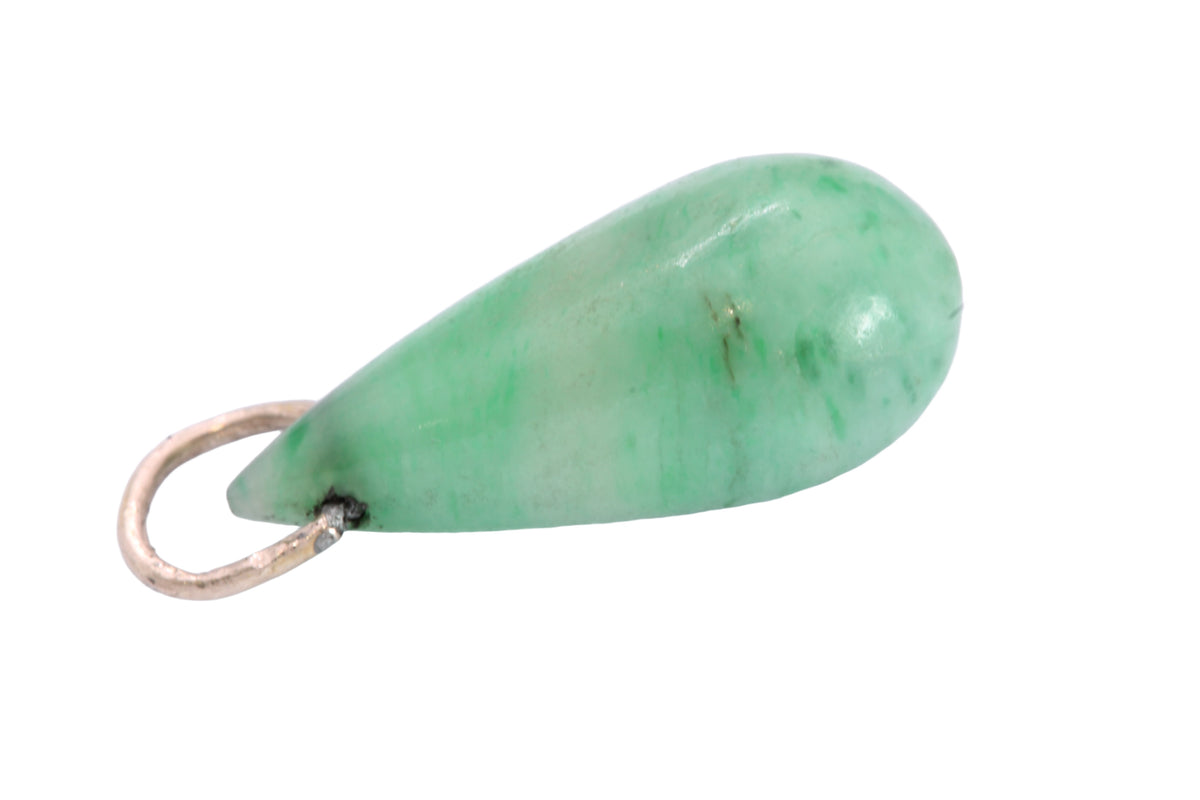 Vintage Mid-Century 9ct Gold & Jade Teardrop Pendant — view 7