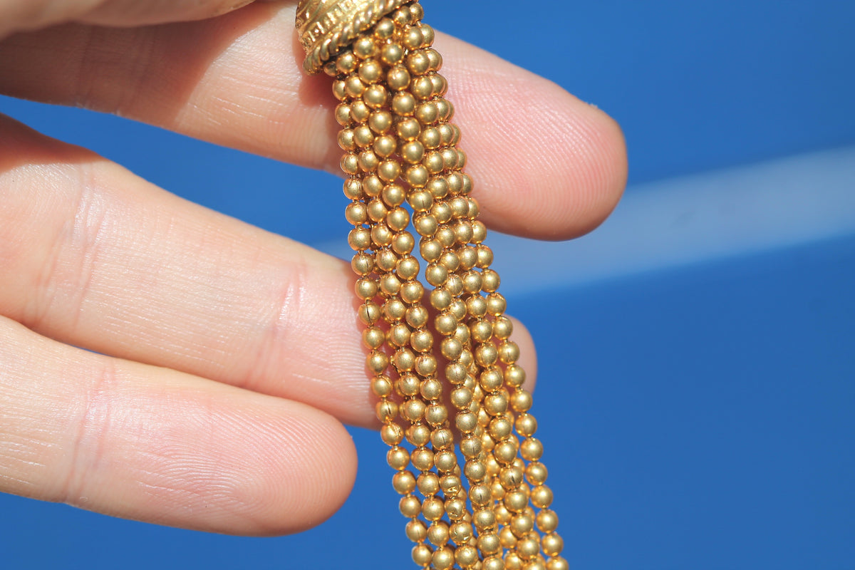 Antique Victorian 9ct Rolled Gold Beaded Tassel Pendant c.1880 — view 7