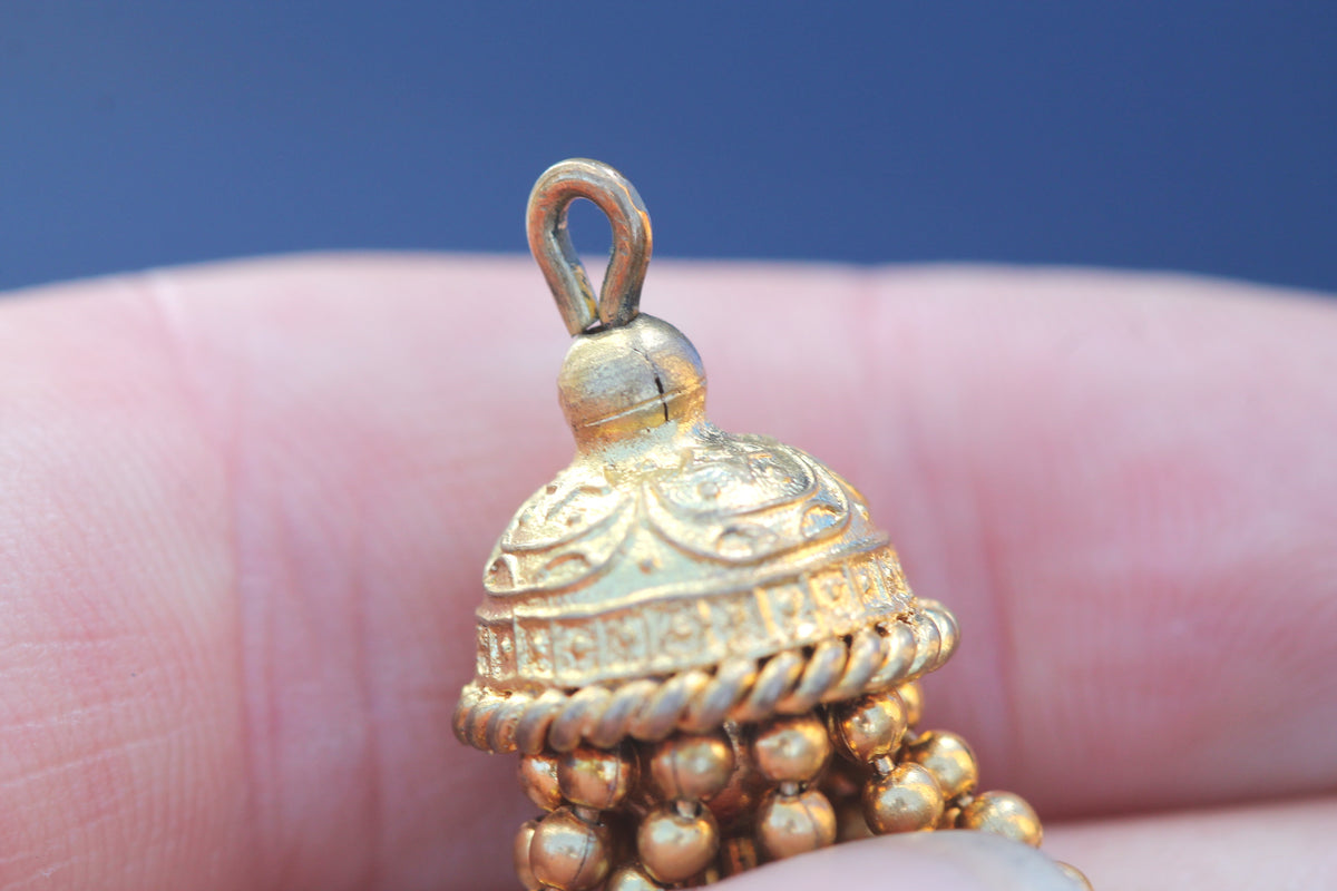 Antique Victorian 9ct Rolled Gold Beaded Tassel Pendant c.1880 — view 10
