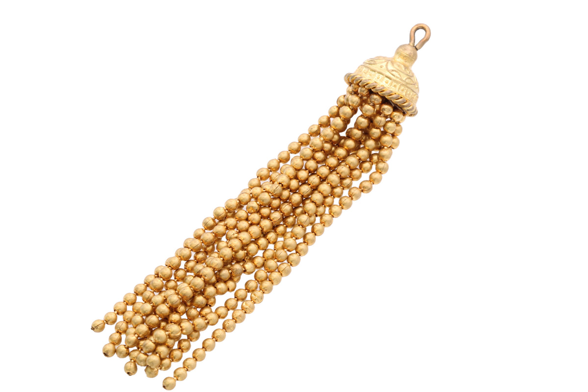 Antique Victorian 9ct rolled gold beaded tassel pendant