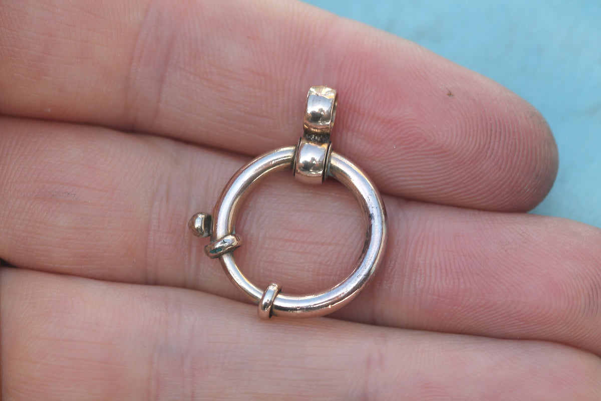 Close-up of Victorian bolt ring clasp and opening mechanism