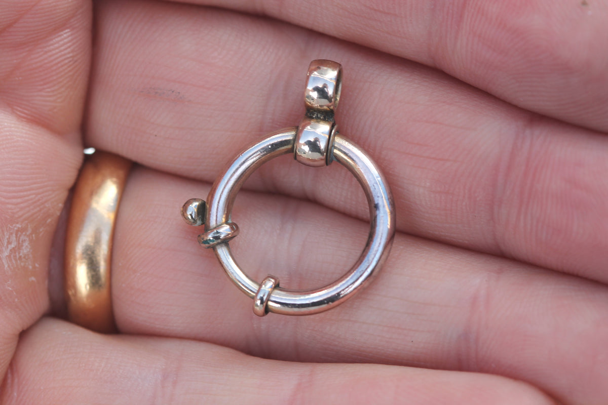 Antique Victorian 9ct Rolled Gold Bolt Ring Clasp Pendant c.1890 — view 8