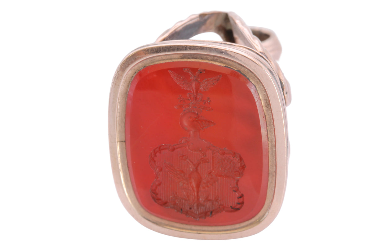 Antique Early Victorian 9ct Gold Carnelian Intaglio Compass Seal c.1860 — view 15