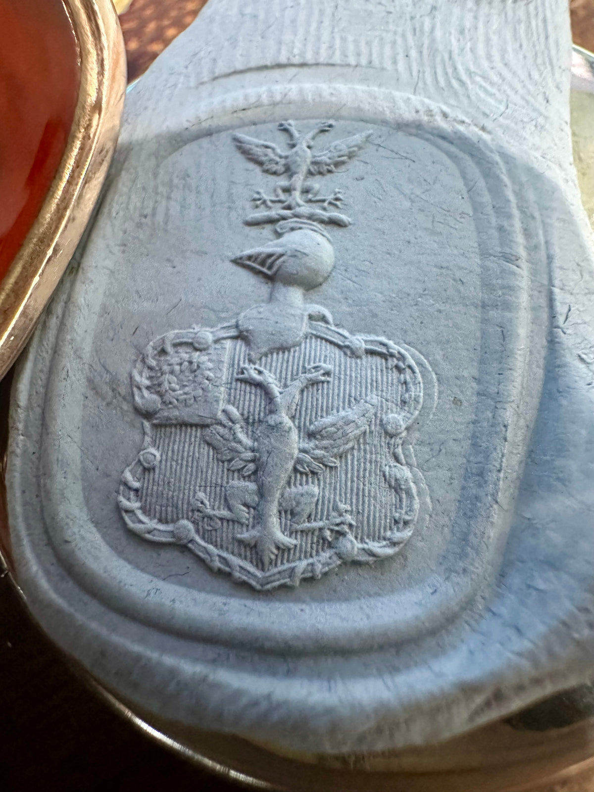 Wax impression from antique Victorian carnelian intaglio seal