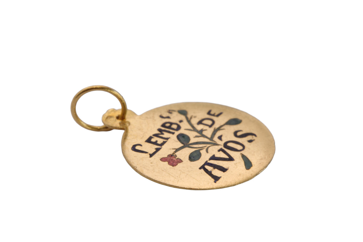 Vintage Portuguese 19ct Gold “Lembrança de Avós” Enamel Charm — view 13