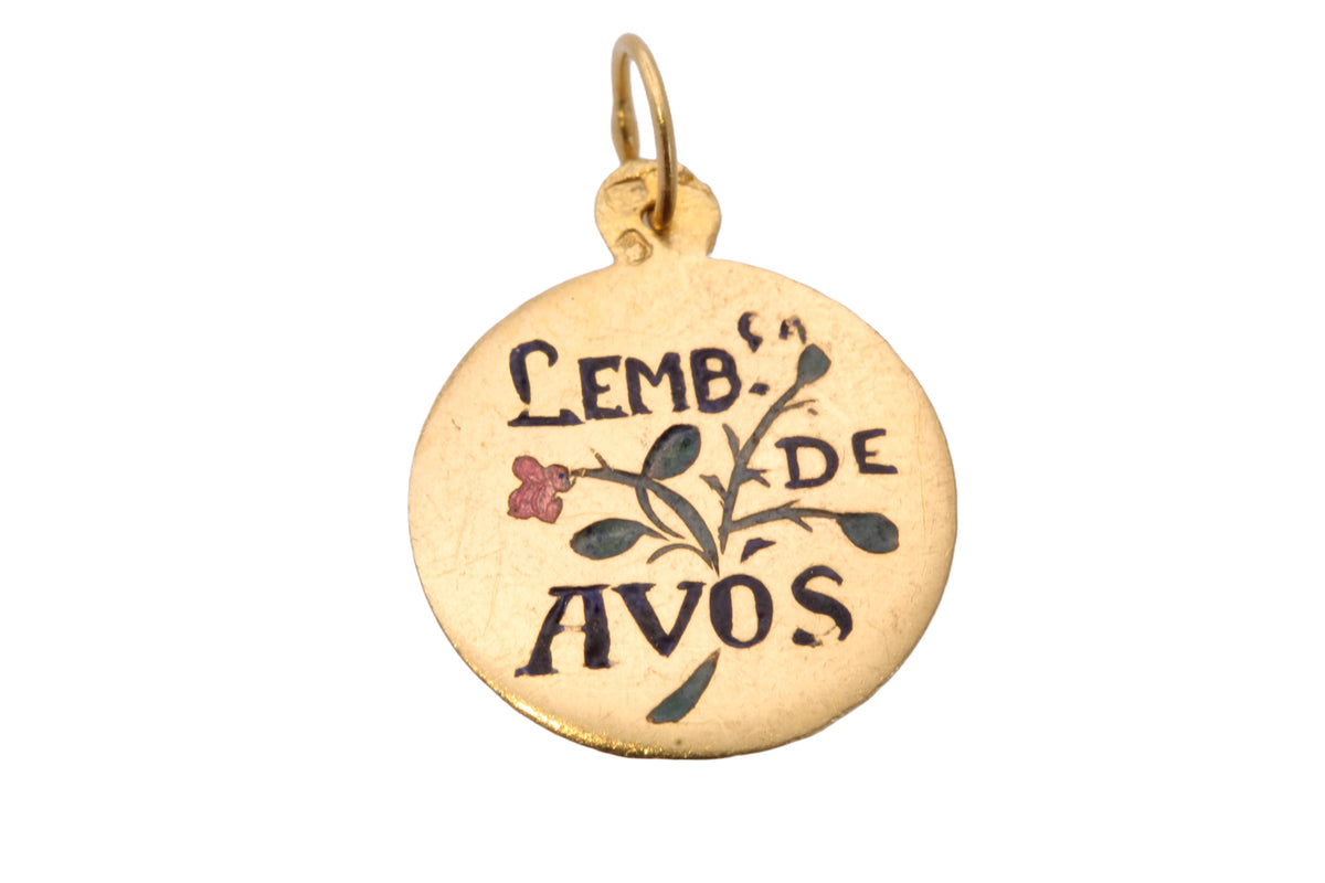 Vintage Portuguese 800 gold enamel Lembrança de Avós charm