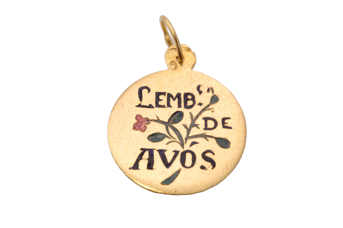 Vintage Portuguese 19ct Gold “Lembrança de Avós” Enamel Charm — view 14