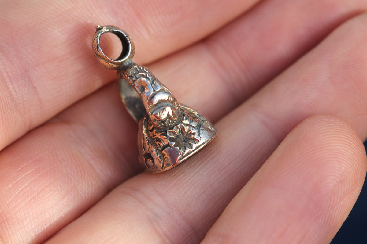 Antique Victorian Rolled Gold Tortoise “Excuse Haste” Red Glass Intaglio Seal c.1860 — view 7