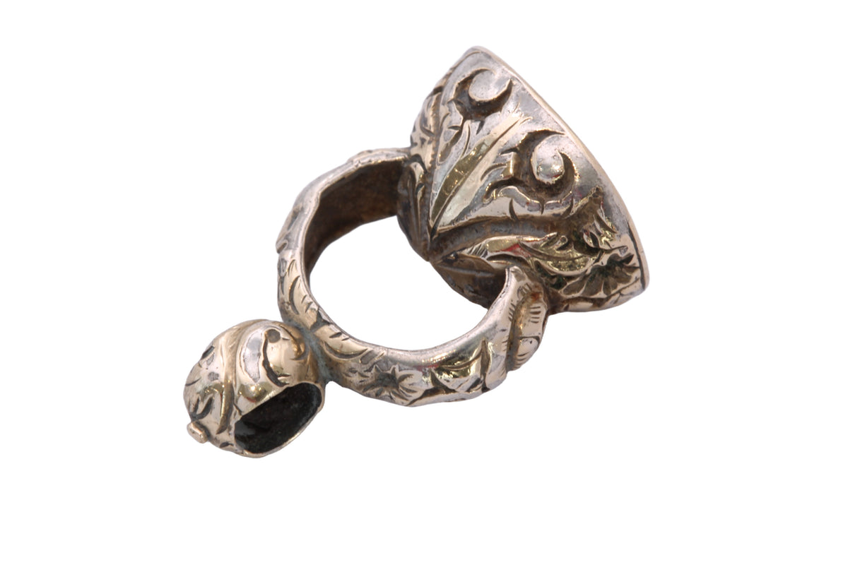 Antique Victorian Rolled Gold Tortoise “Excuse Haste” Red Glass Intaglio Seal c.1860 — view 14