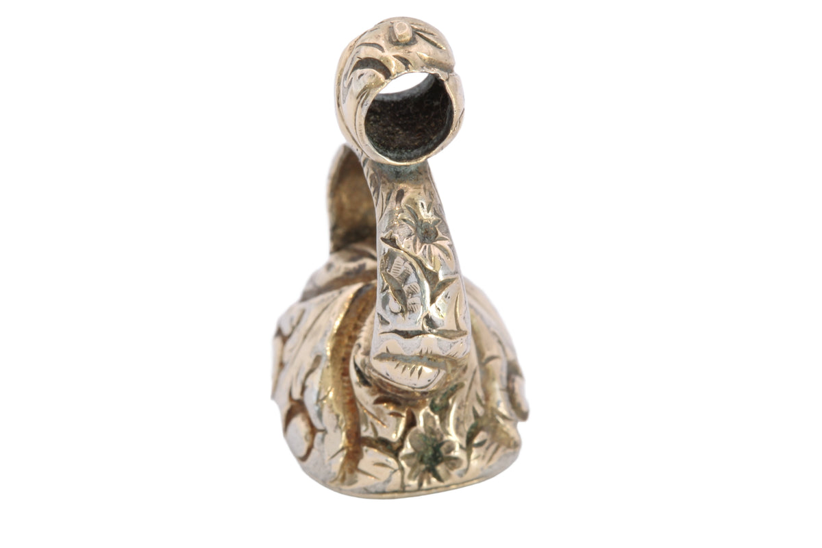 Antique Victorian Rolled Gold Tortoise “Excuse Haste” Red Glass Intaglio Seal c.1860 — view 16