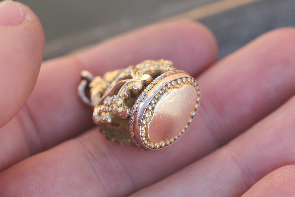 Antique Victorian 9ct Rolled Gold Floral Fob Pendant — view 6