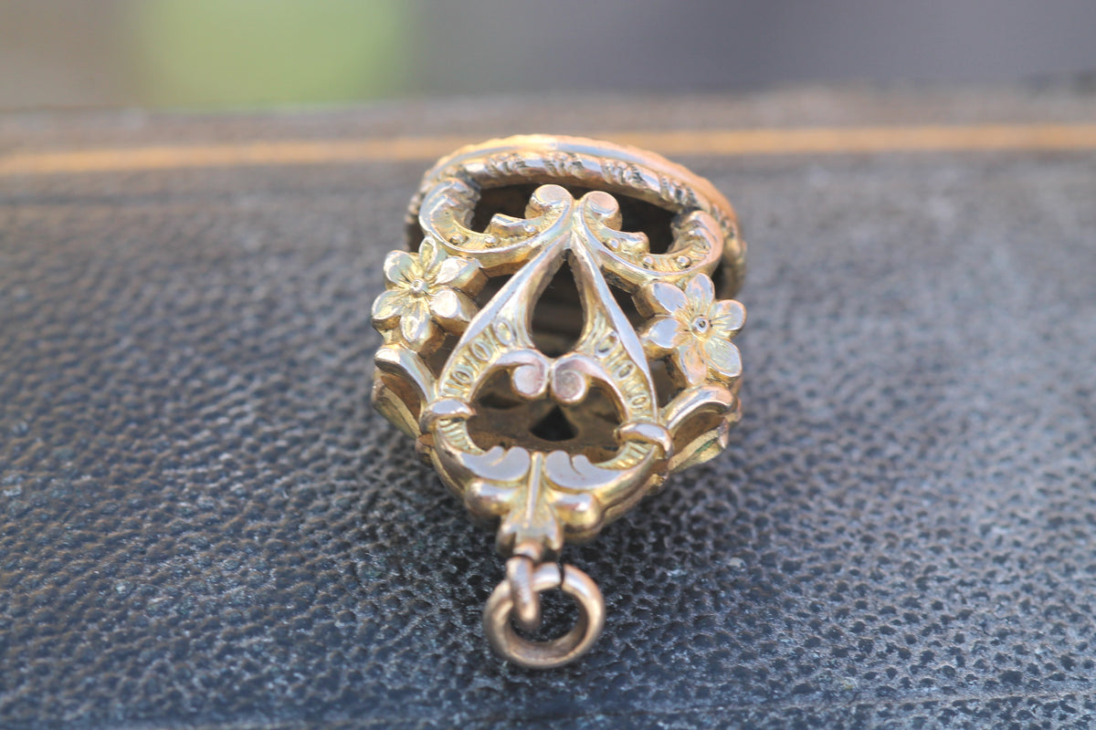 Antique Victorian 9ct Rolled Gold Floral Fob Pendant — view 12