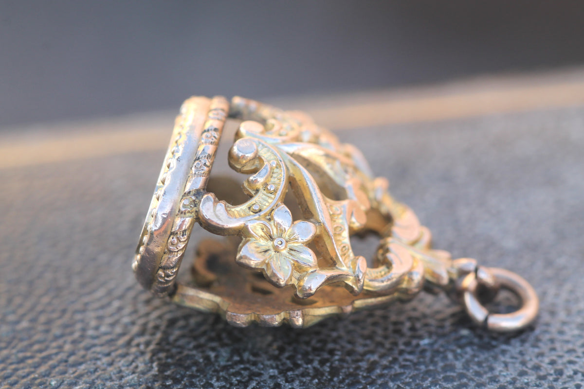 Antique Victorian 9ct Rolled Gold Floral Fob Pendant — view 13