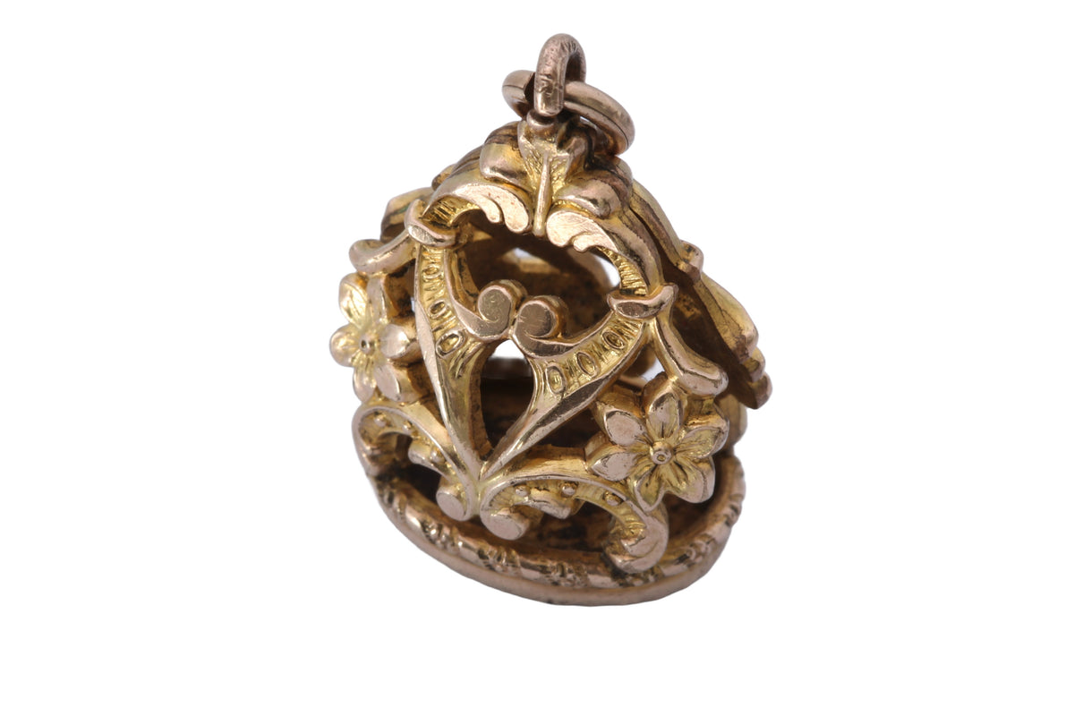 Antique Victorian 9ct Rolled Gold Floral Fob Pendant — view 14