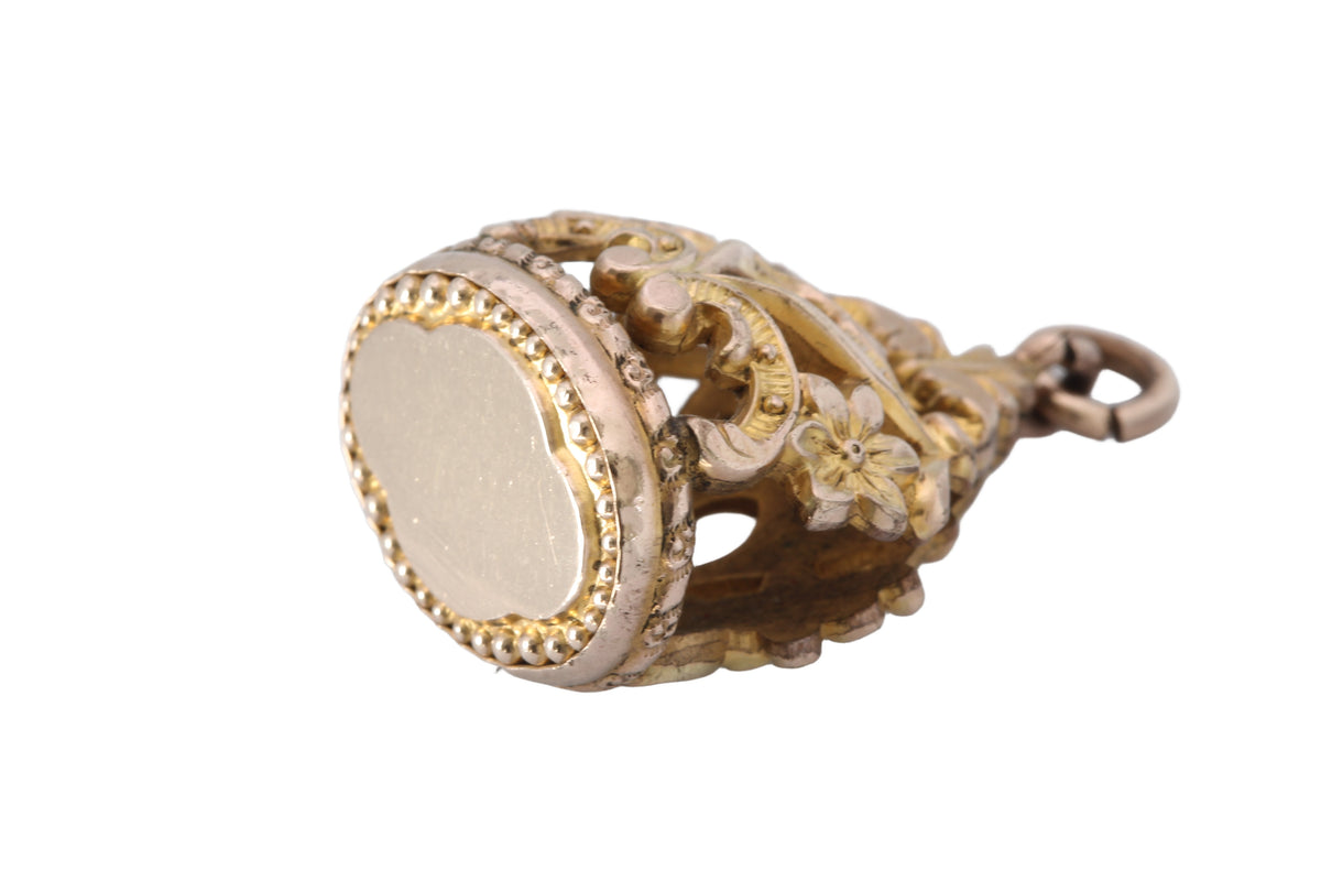 Antique Victorian 9ct Rolled Gold Floral Fob Pendant — view 15