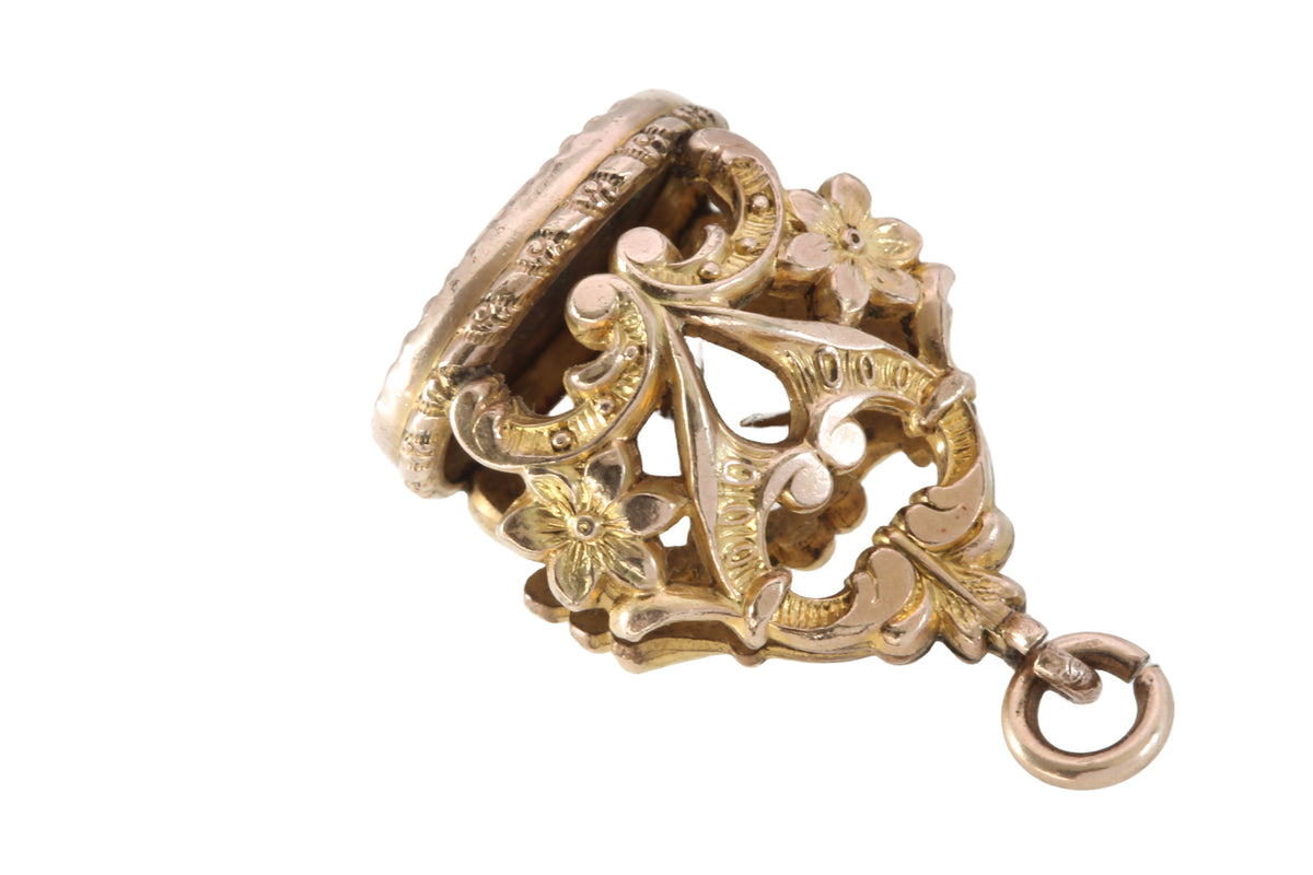 Antique Victorian 9ct Rolled Gold Floral Fob Pendant — view 16
