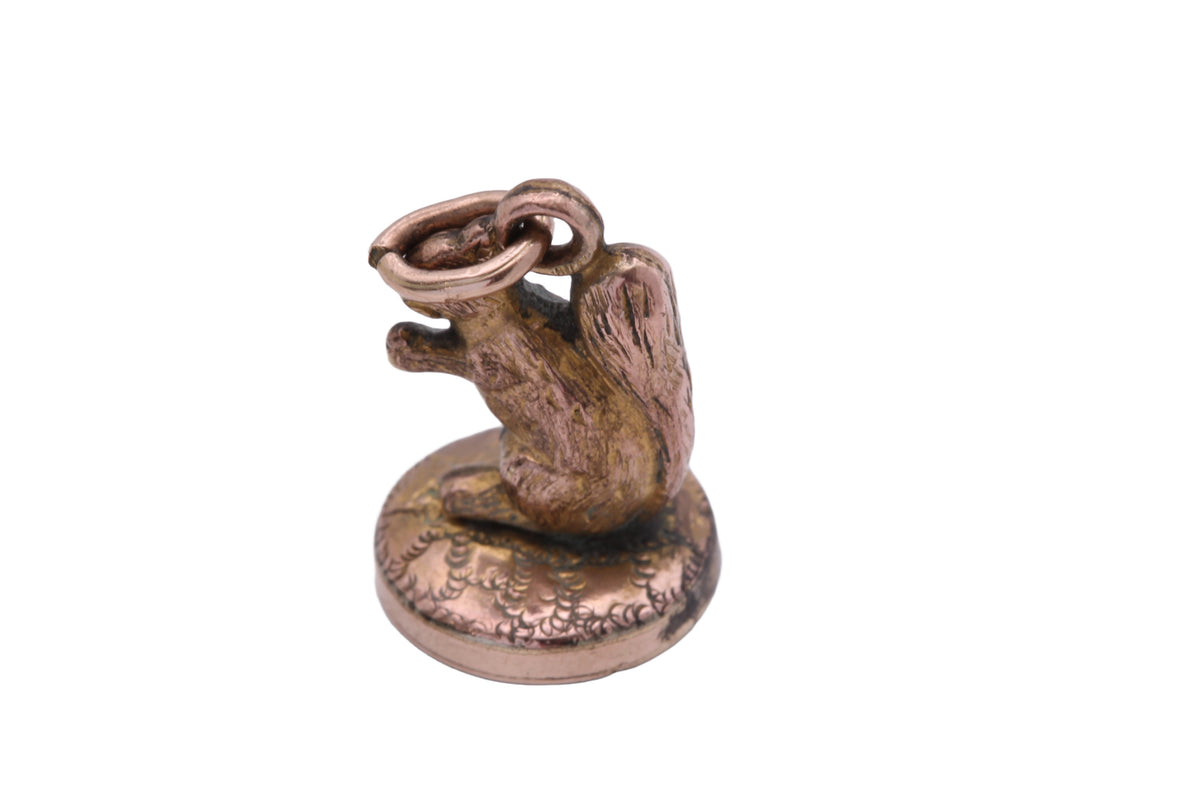 Antique Victorian 9ct Rolled Gold Squirrel Bloodstone Pendant Charm c.1890 — view 16