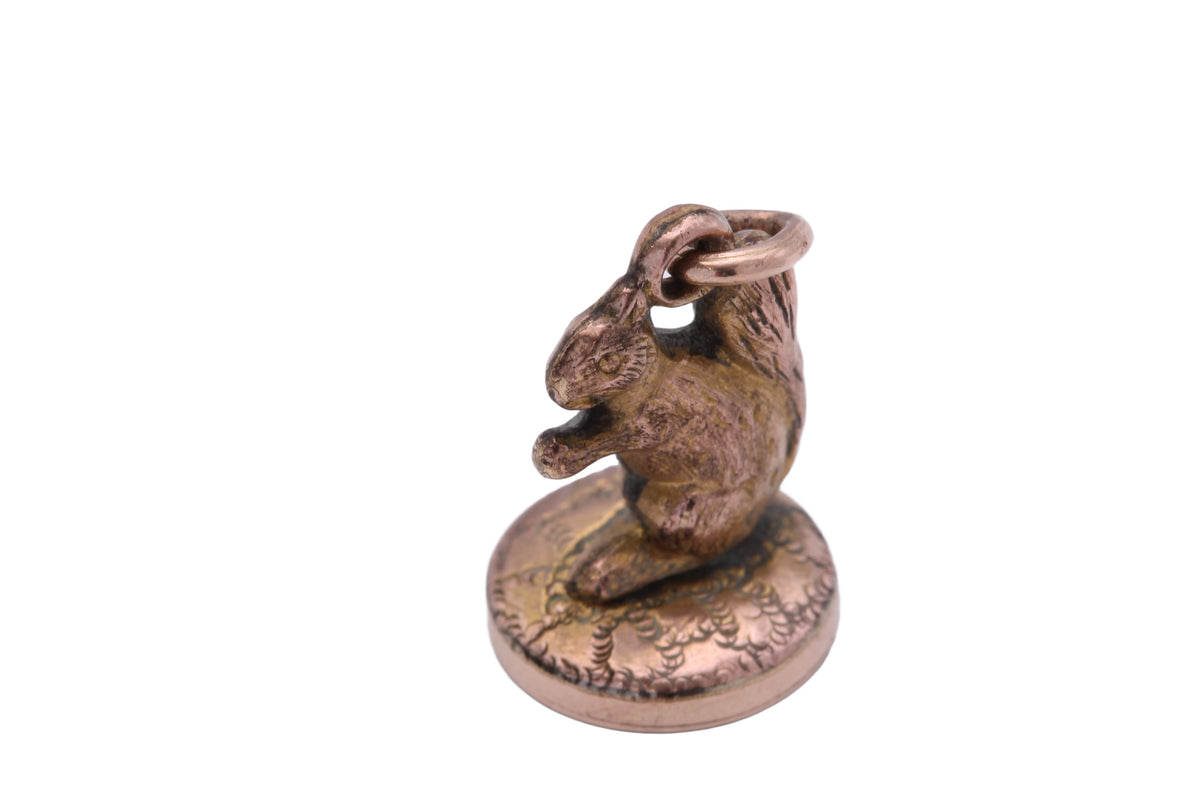 Antique Victorian 9ct Rolled Gold Squirrel Bloodstone Pendant Charm c.1890 — view 6