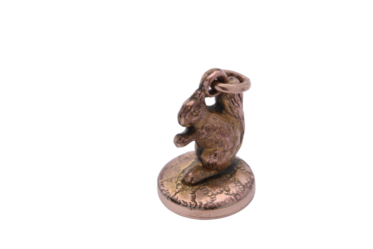 Antique Victorian 9ct Rolled Gold Squirrel Bloodstone Pendant Charm c.1890 — view 8