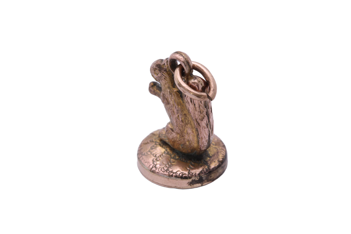 Antique Victorian 9ct Rolled Gold Squirrel Bloodstone Pendant Charm c.1890 — view 17