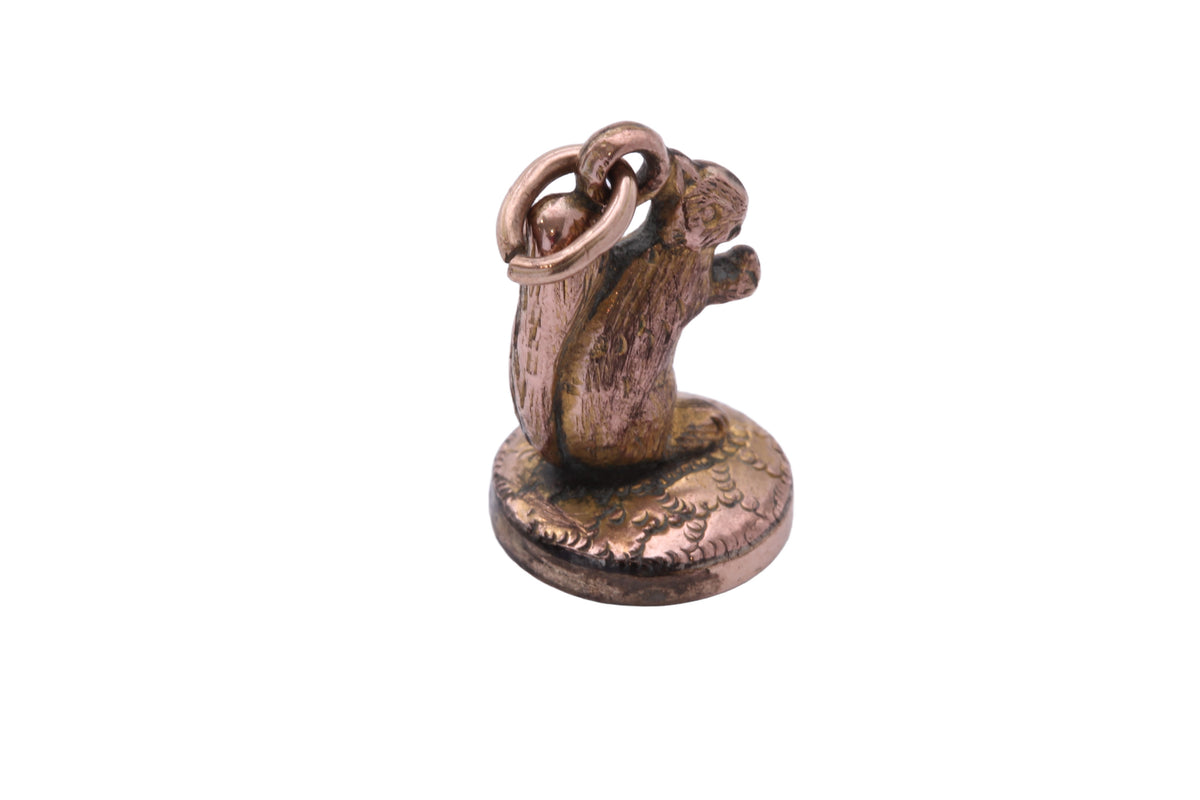 Antique Victorian 9ct Rolled Gold Squirrel Bloodstone Pendant Charm c.1890 — view 7