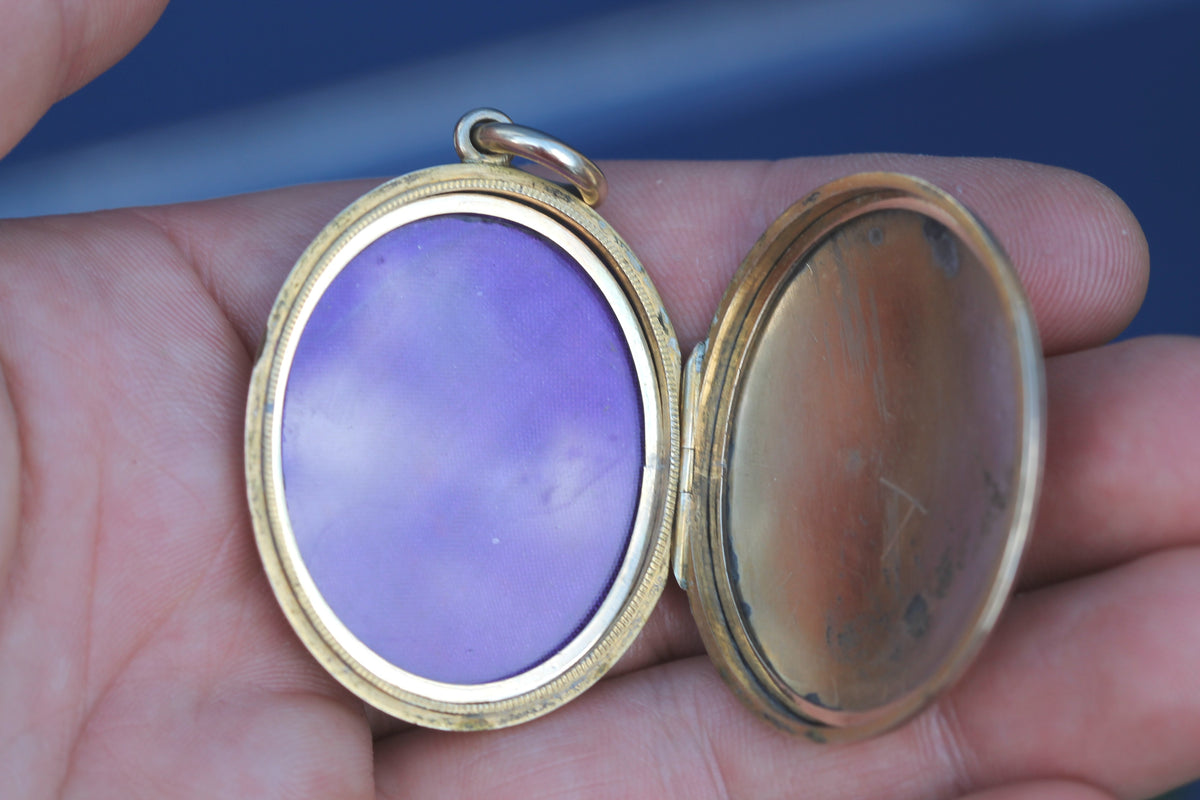 Antique Victorian 9ct Gold Back & Front Enamel Floral Locket | Shamrock Thistle Rose — view 8