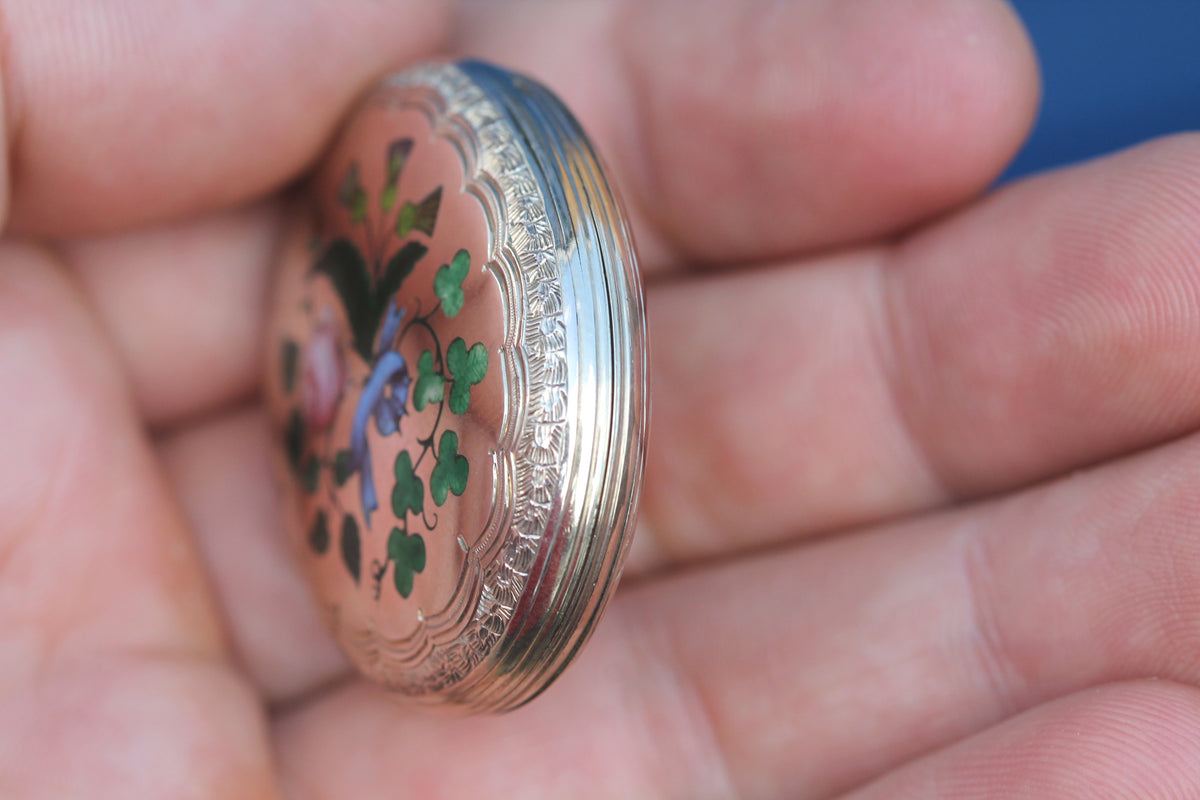 Antique Victorian 9ct Gold Back & Front Enamel Floral Locket | Shamrock Thistle Rose — view 7
