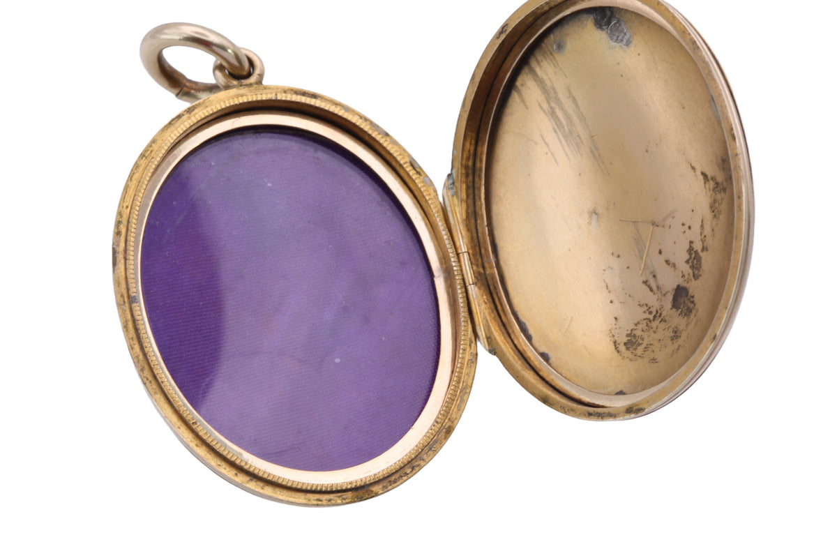 Antique Victorian 9ct Gold Back & Front Enamel Floral Locket | Shamrock Thistle Rose — view 14